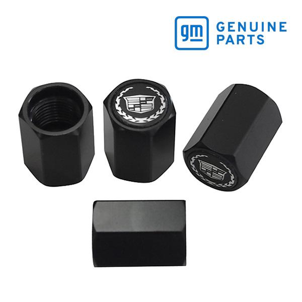 GM純正 エアバルブキャップ リース＆クレストロゴ入り ブラック 4PC G0438097 キャデラ...