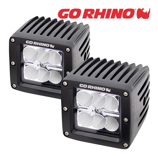 GO RHINO 正規品 3インチ LEDキューブライト 751002 2個セット ライトマウント ...