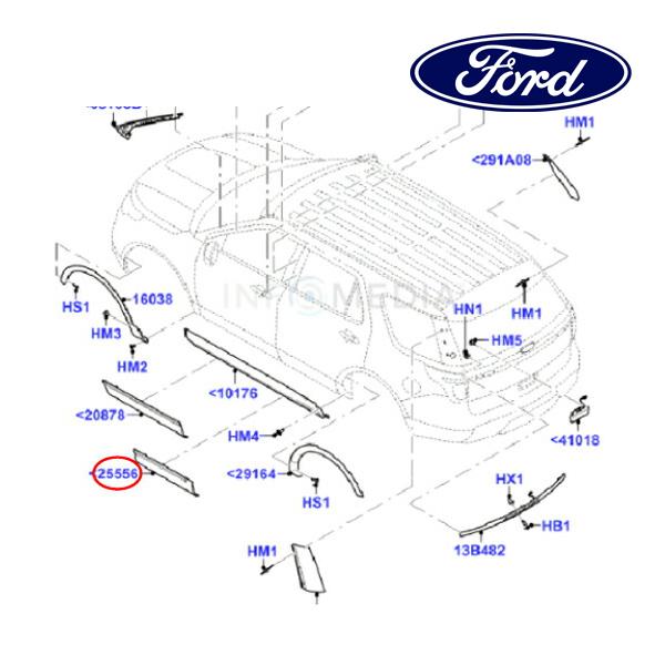 フォード純正 リア ドアガーニッシュ ドアモール 右側 RH 助手席側 サテンアルミフィニッシュ F...