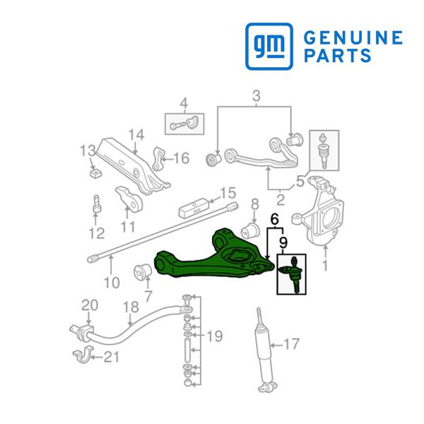 GM純正 コントロールアーム ロアー フロント 右側 RH 12475480 02-05y エスカレ...