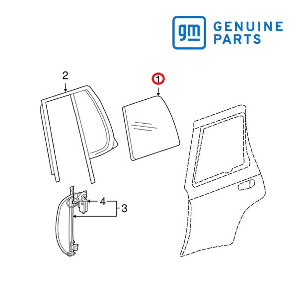 GM純正 02-06y トレイルブレイザーEXT用 リア ドアガラス 右側 15051799
