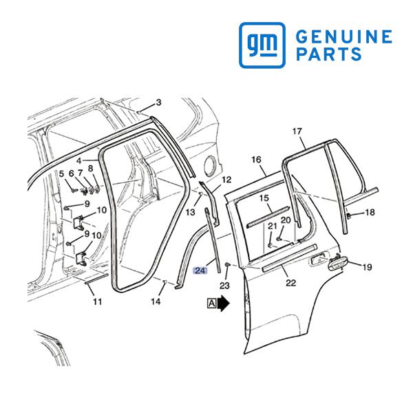 GM純正 02-09y トレイルブレイザー トレイルブレイザーEXT用 リアドア ウェザーストリップ...