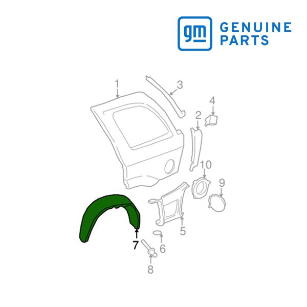 GM純正 02-06y トレイルブレイザーEXT用 リア フェンダーライナー シールド 左側 151...