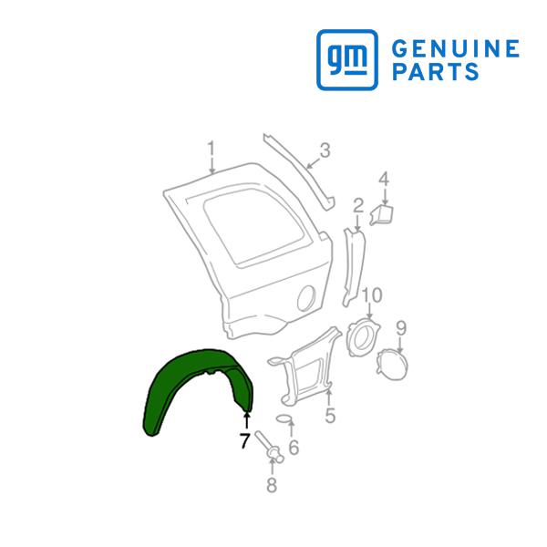 GM純正 02-06y トレイルブレイザーEXT用 リア フェンダーライナー シールド 右側 151...