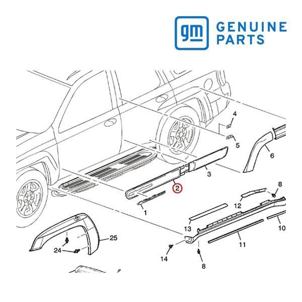 GM純正 03-04y トレイルブレイザー トレイルブレイザーEXT用 フロントドア モール 右側 ...
