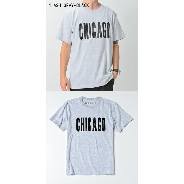 【売り尽くし】メンズ　Tシャツ半袖 コットン ロゴプリント シカゴ CHICAGO ユニセックス　ア...