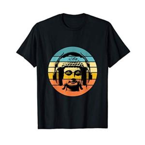 Buddha Wearing Headphones Vintage Retro Tシャツ