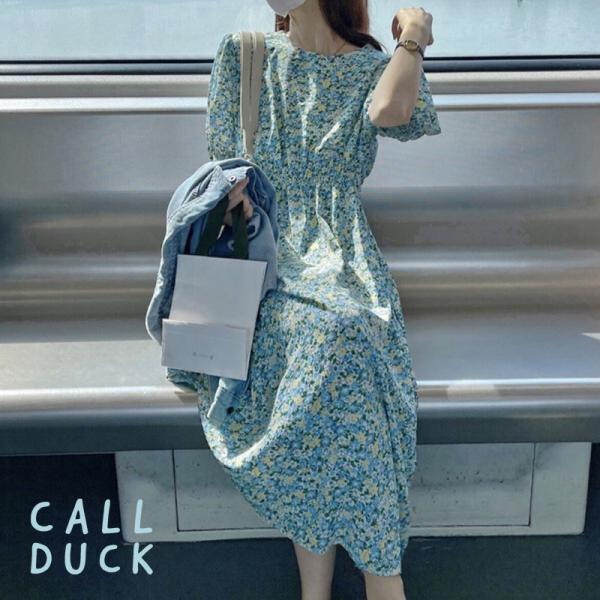 ワンピース レディース 送料無料 ミモレ丈 5分袖 花柄 春夏 122989