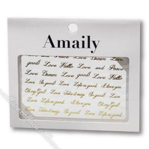 Amaily アメイリー ネイルシール No.8-8 筆記体メッセージ ゴールド