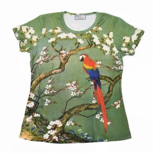 (和柄半袖・プリントTシャツ)花鳥風月・対岸の迷い子・総柄レディースプリントTシャツ・シリーズ (T-W015-144)｜calmlife2nd