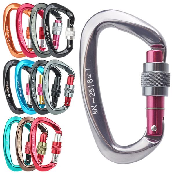 カラビナ 25kN D型 安全環 スクリューロック 7075  軽量 アルミニウム合金 キャンプ  ...