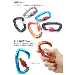 カラビナ 25kN D型 安全環 スクリューロ...の詳細画像3