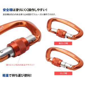 カラビナ 25kN D型 安全環 スクリューロ...の詳細画像4