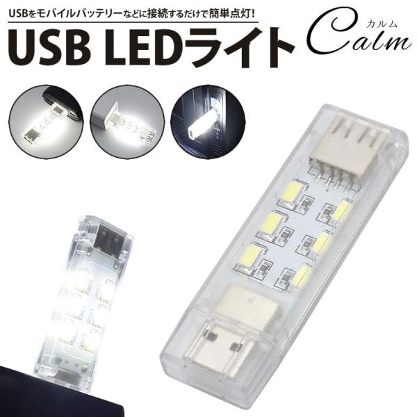 LED ライト 12灯 USB 両面発光 連結接続 コンパクト USB給電 小型 軽量 簡単点灯 携...