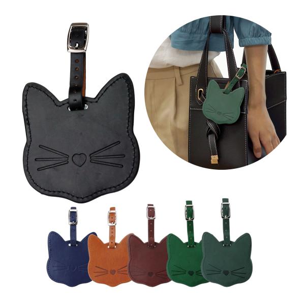 ネームタグ ネームプレート 荷物タグ バッグタグ 猫  タグ ネーム PUレザー 荷物タグ ラゲージ...