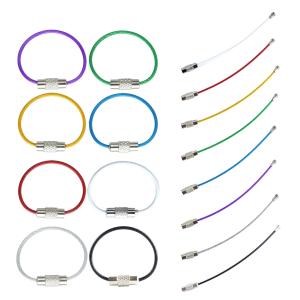 ワイヤーキーリング キーチェーン キーホルダーロックワイヤー ステンレス カラフル アクセサリー 8cm 1.5mm 単品