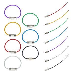 ワイヤーキーリング キーチェーン キーホルダーロックワイヤー ステンレス カラフル アクセサリー 9cm 1.5mm 単品