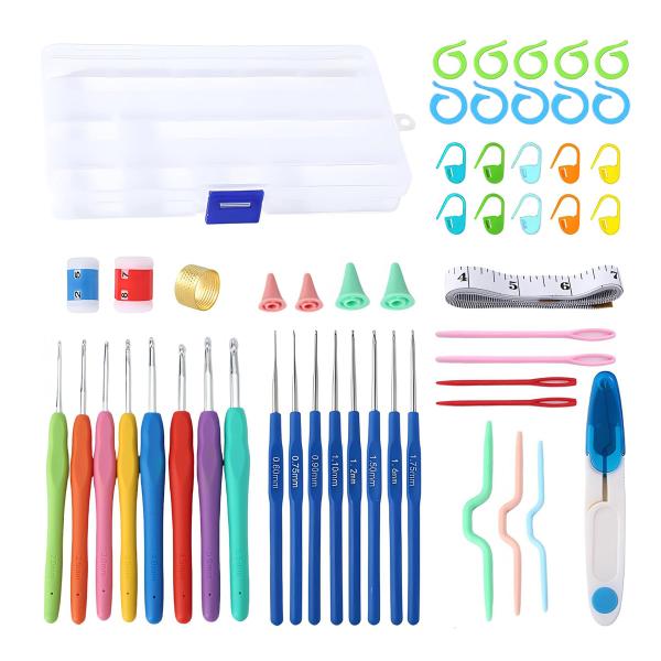 編み針 かぎ針 レース針 ケース付 段数マーカー 小物 セット 編み物 手芸 ハンドメイド 手あみ針...