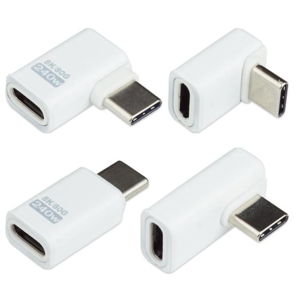 Type-C 変換 アダプタ 2個セット 角度変換 L型 L字型 ストレート USB4 2.0対応 ...