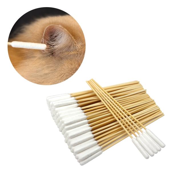 ペット用綿棒 犬用綿棒 猫用 綿棒 ロングタイプ 長い綿棒 ペット用品 柔らかい 大容量 100本入...