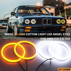 BMW デュアルカラー ホワイト イエロー LED エンジェルアイズ コットンライト E30 E32...