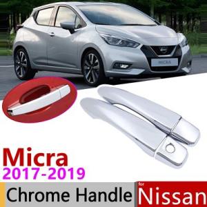 日産 ミクラK14 2017-2019用デラックスクロームエクステリアドアハンドルカバーカーアクセサ...