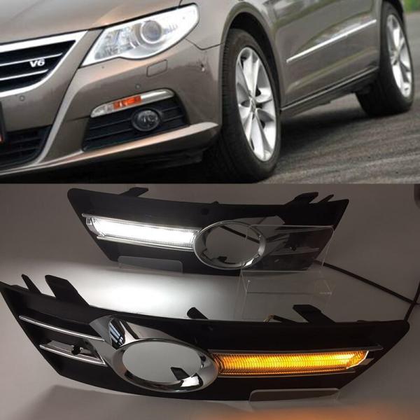 2個車パサートCC 2009 2010 20112012 2013 LED DRLデイ用ライトフォグ...