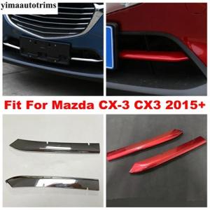 マツダCX-3 CX3 2015-2021用フロントバンパー ABS クローム レッド ストライプカ...