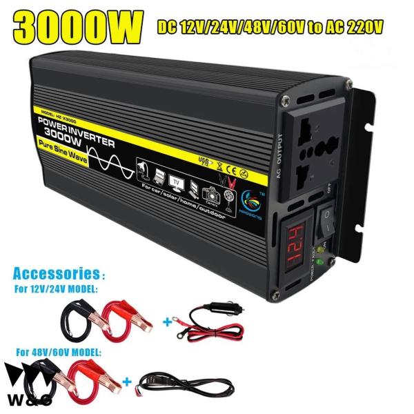 3000W ピュア正弦波太陽車インバーター力インバーター LED 表示 DC12V/24V/48V/...