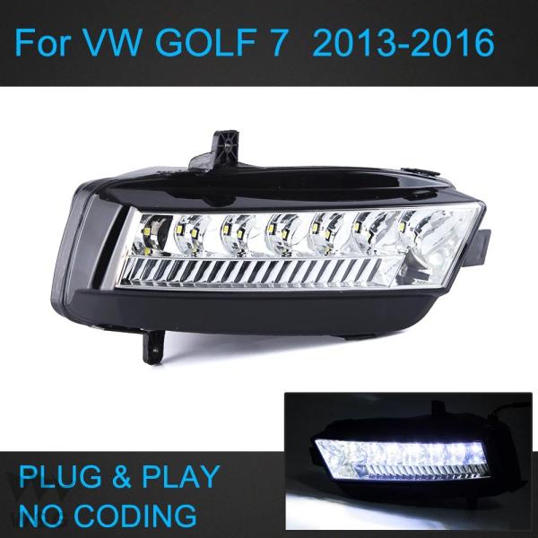 1PAIR LED デイライト VW ゴルフ 7 2013-2016 12V 白日ライトフロントライ...
