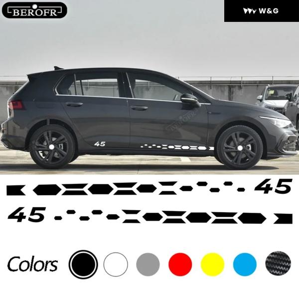 並行輸入品 2枚 GTI クラブスポーツ 45 スタイル ドアストライプ スカート ステッカー VW...