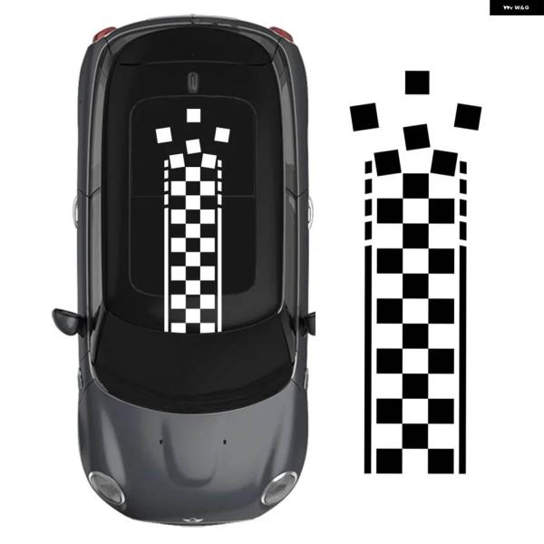 並行輸入品車ルーフ ステッカー チェッカー柄 レーシンググラフィック デカール ミニ クーパー S ...