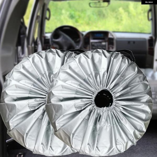 並行輸入品 1個 車用スペアタイヤカバー ケース 190T シルバーコーティング布 ホイールタイヤ ...
