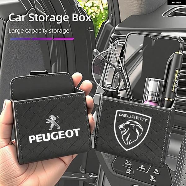 並行輸入品 プジョー 車内ミニ 収納 ボックス エア アウトレット レザー オーガナイザー バッグ ...