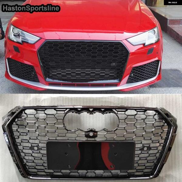 並行輸入品フロントスポーツハニカムフード レーシング グリル グロスブラック アウディ A4 B9 ...