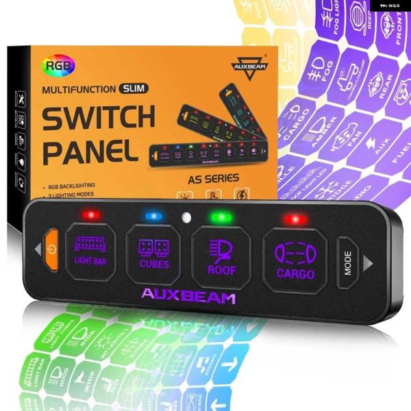 並行輸入品AS-R40 12-24V 4ギャング RGB スリムスイッチ パネル トグル/モーメンタ...