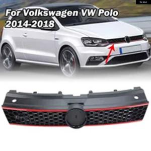 並行輸入品フロント バンパー グリル フォルクスワーゲン VW ポロ 2014-2018 GIT スタイル ABS 交換用カーアクセサリー ハニカムメッシュ レーシング