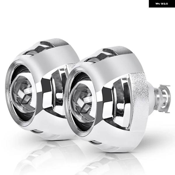 並行輸入品汎用 2.5インチ バイ キセノン HID ミニプロジェクターレンズ シルバー シュラウド...