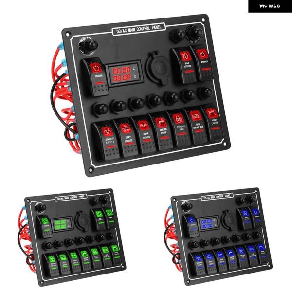 並行輸入品ロッカースイッチ パネル デュアルパワー コントロール 過負荷 10ギャング 15A DC...