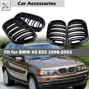 BMW E53 X5 2000-2003用 フロントフード キドニーグリル バンパー ブラック シェ...