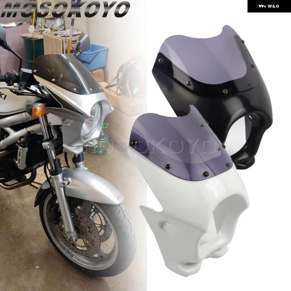 並行輸入品CAFE RACER ヘッドライト フェアリング フロントカウルマスク ホンダ スズキ ヤ...