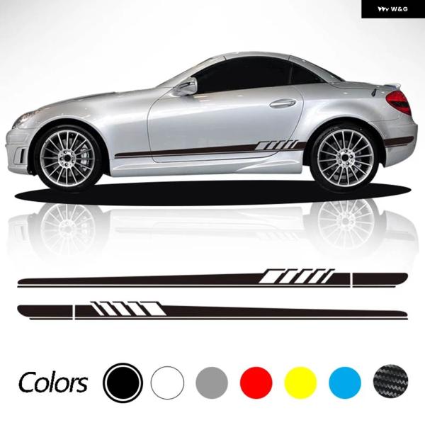 並行輸入品 2枚 ドアサイドストライプ スカート ステッカー ビニール デカール メルセデス SLK...