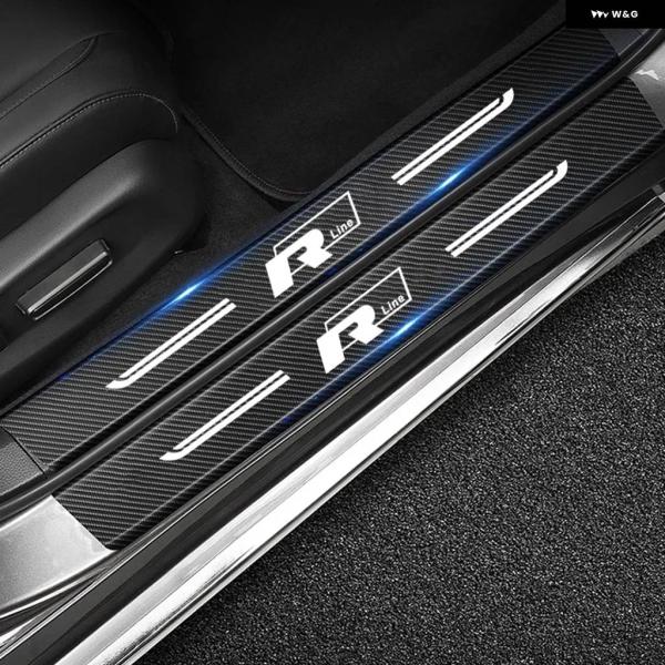 並行輸入品 フォルクスワーゲン VW 車用ドアシル ステッカー カーボン プロテクター 傷防止 パッ...