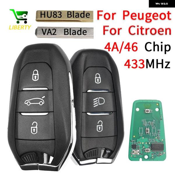 並行輸入品 スマートリモートカーキーフォブ ID4A/ID46 チップ 433MHZ プジョー 20...