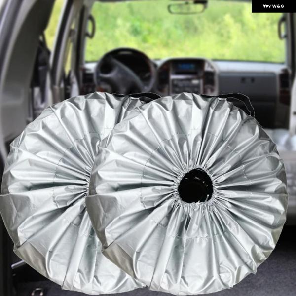 並行輸入品 1個 車用スペアタイヤカバー ケース 190T シルバーコーティング布製 ホイールタイヤ...
