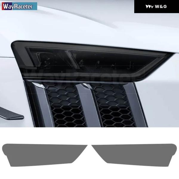 並行輸入品 2枚セット ヘッドライト フィルム クリア スモークブラック TPU ステッカー アウデ...