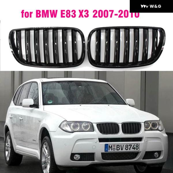 並行輸入品 フロントグロスブラックフロントセンターキドニー グリル BMW E83 LCI X3 2...