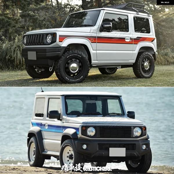 【並行輸入品】車用ビニール ステッカー スズキ ジムニー 2021 - 24 ボディ左右サイドデコレ...