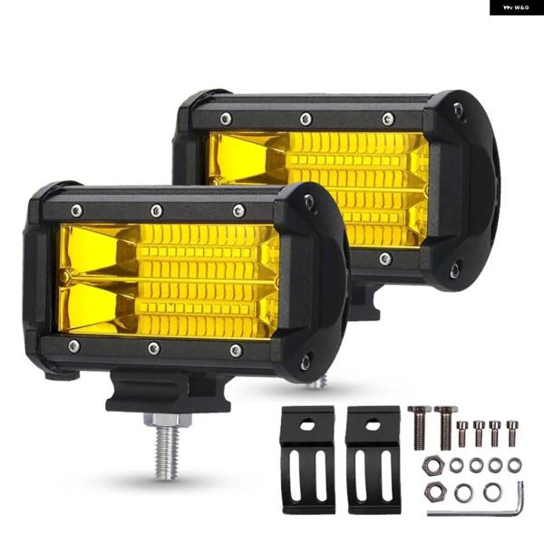 並行輸入品 5インチ ホワイト イエロー LED ライトバー 12V 24V 72W フラッドビーム...