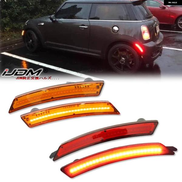 並行輸入品 フロント アンバー リア レッド LED フェンダー サイド マーカー ライト ミニ ク...